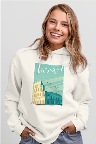 Kolezyum Beyaz Unisex Hoodie