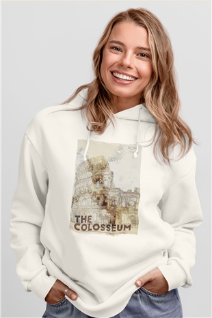 Kolezyum Beyaz Unisex Hoodie