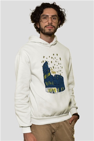 Kolezyum Beyaz Unisex Hoodie