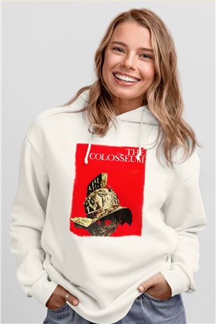 Kolezyum Beyaz Unisex Kapşonlu Sweatshirt