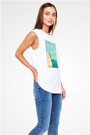 Kolezyum Beyaz Unisex Kolsuz Tişört