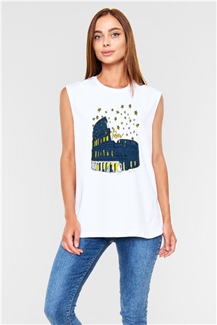 Kolezyum Beyaz Unisex Kolsuz Tişört