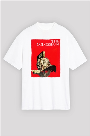 Kolezyum Beyaz Unisex Oversize Tişört T-Shirt