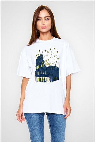 Kolezyum Beyaz Oversize Tişört Oversize T-shirt - TişörtFabrikası