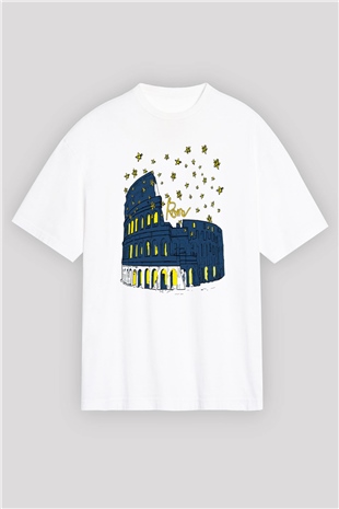 Kolezyum Beyaz Oversize Tişört Oversize T-shirt - TişörtFabrikası