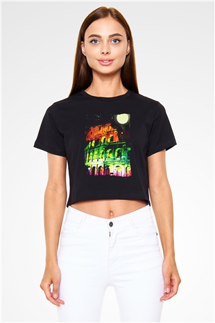 Kolezyum Siyah  Crop Top Tişört