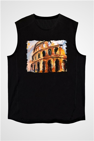 Kolezyum Siyah Unisex Kolsuz Tişört