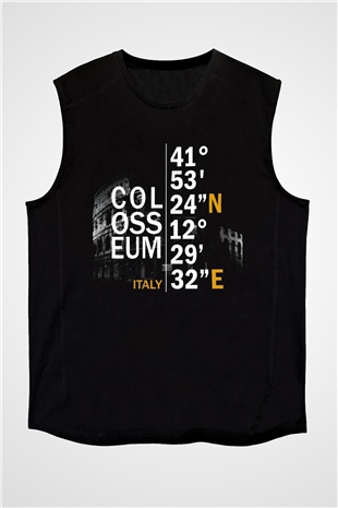 Kolezyum Siyah Unisex Kolsuz Tişört