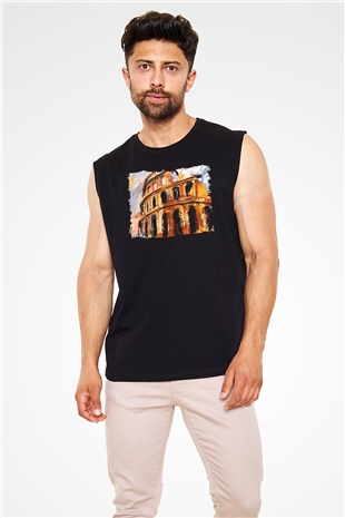 Kolezyum Siyah Unisex Kolsuz Tişört
