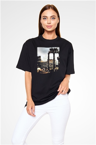 Kolezyum Siyah Unisex Oversize Tişört T-Shirt