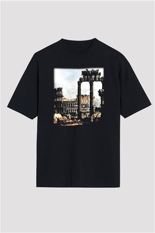 Kolezyum Siyah Unisex Oversize Tişört T-Shirt