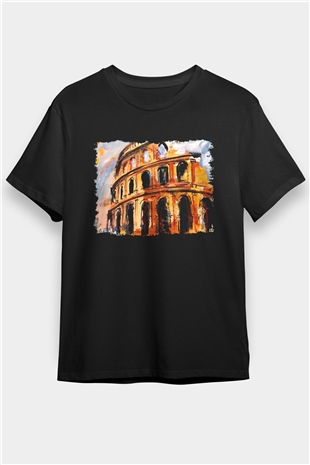 Kolezyum Siyah Unisex Tişört T-Shirt - TişörtFabrikası