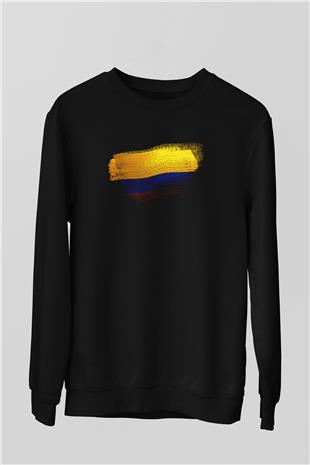 Kolombiya - Colombia Bayrağı Baskılı Unisex Siyah Sweatshirt