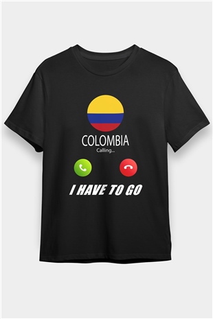 Kolombiya Siyah Unisex Tişört T-Shirt - TişörtFabrikası