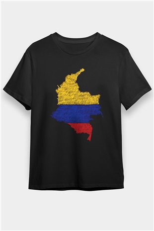 Kolombiya Siyah Unisex Tişört T-Shirt - TişörtFabrikası