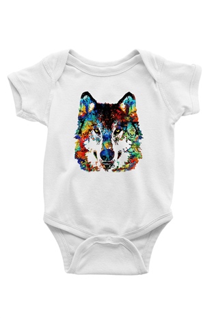 Köpek Baskılı Beyaz Unisex Bebek Body - Zıbın