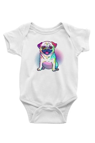 Köpek Baskılı Beyaz Unisex Bebek Body - Zıbın
