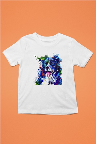 Köpek Baskılı Beyaz Unisex Çocuk Tişört