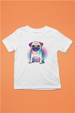Köpek Baskılı Beyaz Unisex Çocuk Tişört