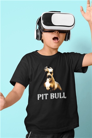 Köpek Baskılı Siyah Unisex Çocuk Tişört