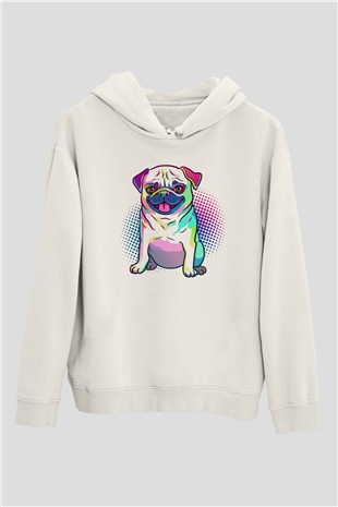 Köpek Beyaz Unisex Kapşonlu Sweatshirt