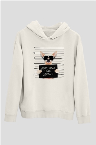 Köpek Beyaz Unisex Kapşonlu Sweatshirt