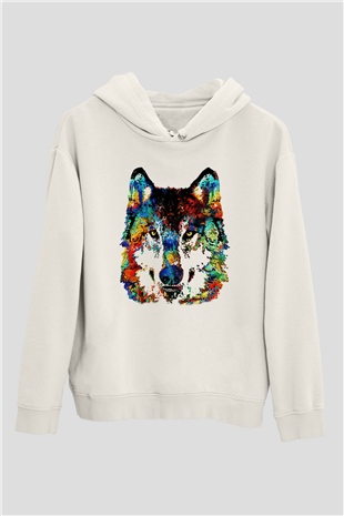 Köpek Beyaz Unisex Kapşonlu Sweatshirt