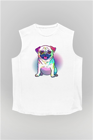 Köpek Beyaz Unisex Kolsuz Tişört