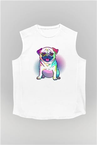 Köpek Beyaz Unisex Kolsuz Tişört
