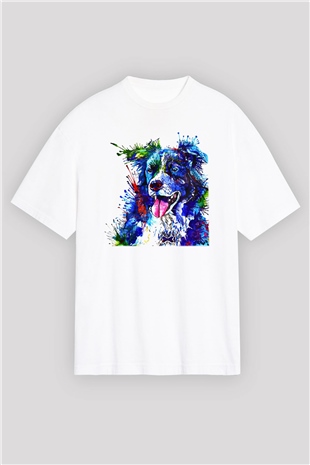 Köpek Beyaz Unisex Oversize Tişört T-Shirt