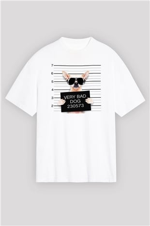 Köpek Beyaz Unisex Oversize Tişört T-Shirt