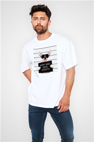 Köpek Beyaz Unisex Oversize Tişört T-Shirt