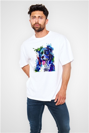 Köpek Beyaz Unisex Oversize Tişört T-Shirt