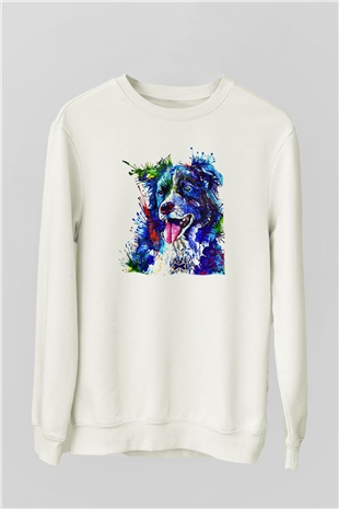 Köpek Beyaz Unisex Sweatshirt