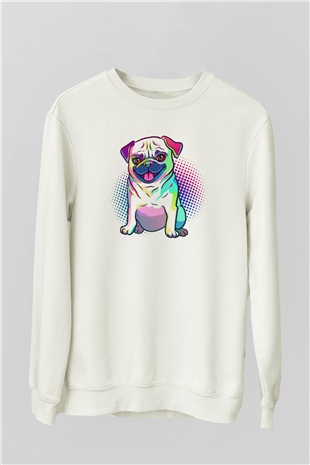 Köpek Beyaz Unisex Sweatshirt
