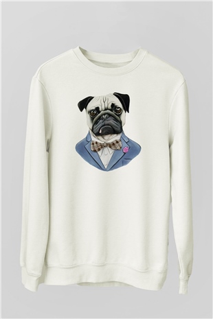 Köpek Beyaz Unisex Sweatshirt