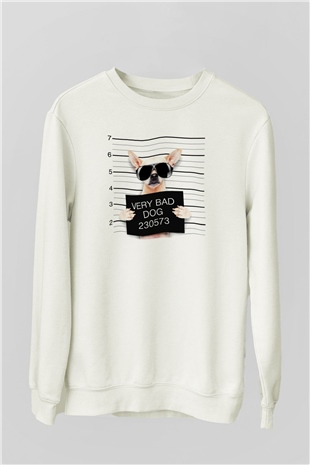 Köpek Beyaz Unisex Sweatshirt