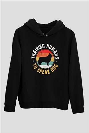 Köpek eğiticisi Siyah Unisex Kapüşonlu Sweatshirt