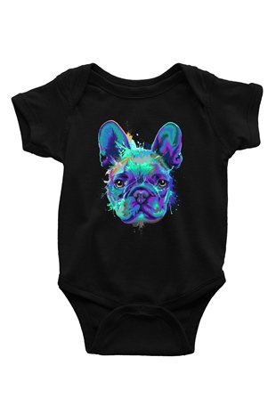 Köpek Siyah Bebek Body - Zıbın