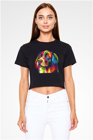 Köpek Siyah Crop Top Tişört