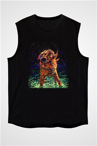 Köpek Siyah Unisex Kolsuz Tişört