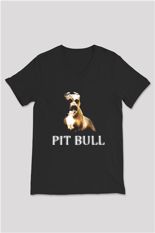Köpek Siyah Unisex V Yaka Tişört T-Shirt
