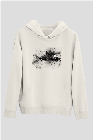 Köpekbalığı Beyaz Unisex Hoodie