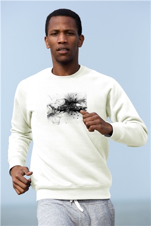 Köpekbalığı Beyaz Unisex Sweatshirt