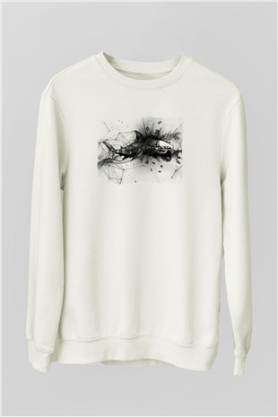 Köpekbalığı Beyaz Unisex Sweatshirt