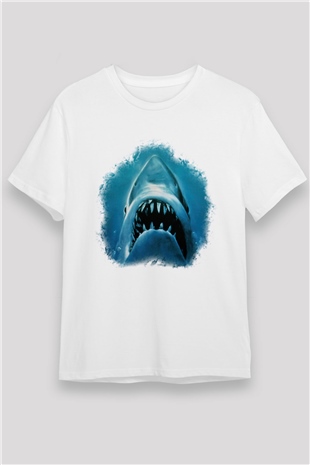 Köpekbalığı Beyaz Unisex Tişört T-Shirt - TişörtFabrikası