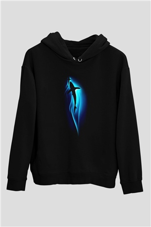 Köpekbalığı Siyah Unisex Hoodie