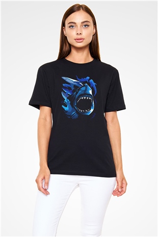 Köpekbalığı Siyah Unisex Tişört T-Shirt - TişörtFabrikası