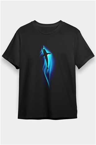 Köpekbalığı Siyah Unisex Tişört T-Shirt - TişörtFabrikası