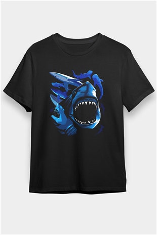 Köpekbalığı Siyah Unisex Tişört T-Shirt - TişörtFabrikası